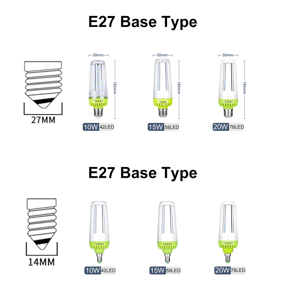LED Corn Light E27 E14 SMD5730 LED Bulb AC 110V 220V LED Lamp 10W 15W 20W LED Light bulb for Living Room Ampoule
