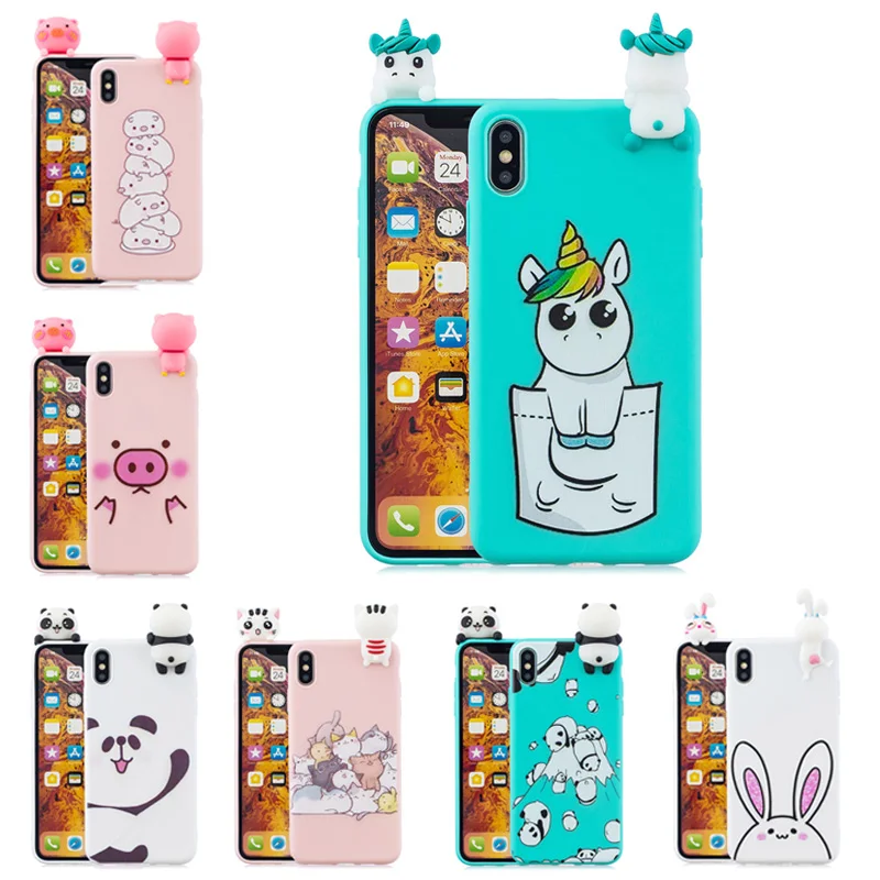 

Silicone TPU Case For iPhone 11 Pro Case 3D Cute Panda Unicorn Rabbit Pig Cat Case For iPhone 6 6S 7 8 Plus XS Max XR 5S SE Case
