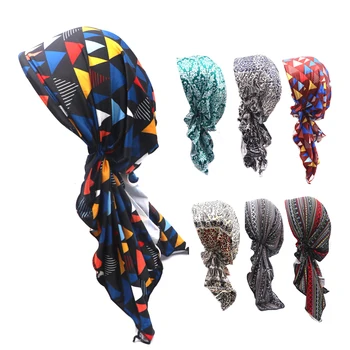 

1Pcs Women Headscarf Wraps Floral Print Ruffle Turban Cap Autumn Fashion Headwear Accessories Colorful Casual Beanies Hat