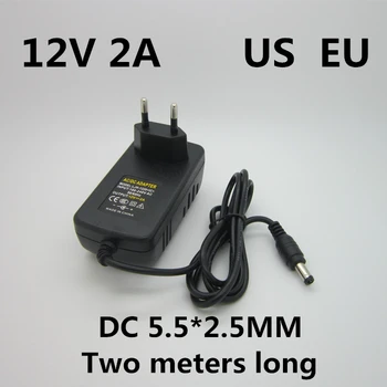 

2M 2 Meter Cable AC 100-240V 12V 2V 2000mA Adapter Power Supply Charger Adaptor 12 V Volt for LED strips CCTV Camera EU US PLUG