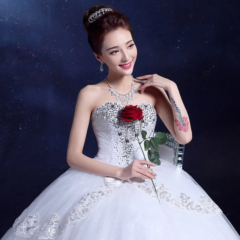 

YULUOSHA Dress Formal Elegant Long Party Dress Sleeveless Strapless Lace Bow Brides Maid Dresses Plus Size Wedding Dress