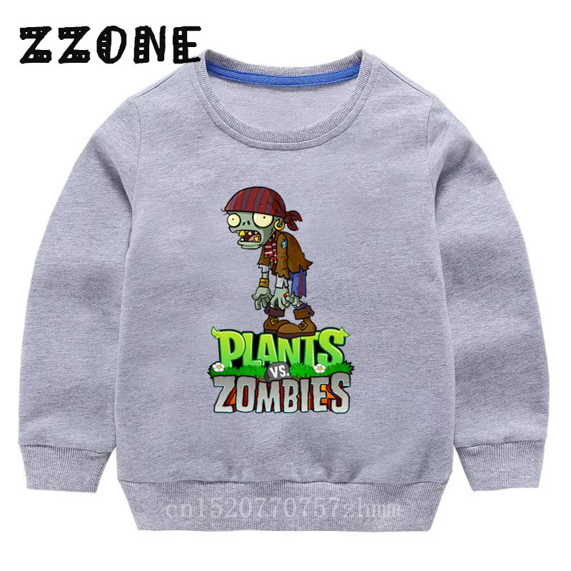 Детские толстовки с капюшоном детские толстовки с рисунком Растения против Зомби хлопковый пуловер для малышей топы для девочек и мальчиков, осенняя одежда KYT2404