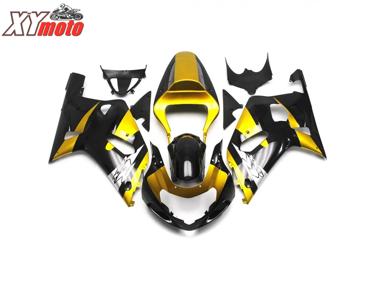 

Motorcycle Fairing Kit For Suzuki GSXR 600 750 K1 01 02 03 Injection ABS Fairings GSXR K1 2001-2003 Gloss Gold Black Bodyworks