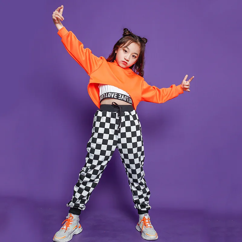 Kids Hip Hop Clothing Sweatshirt Crop Tops Loose Jogger Pants For Girls Boys Children Ballroom Jazz Dance Performance Clothes