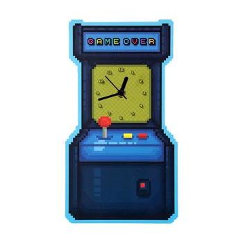 

Arcade Game Machine Shaped Modern Wall Hanging Clock Game Over Funny Wall Watch Decorative Timepiece Game Room Decor Gamers Gift