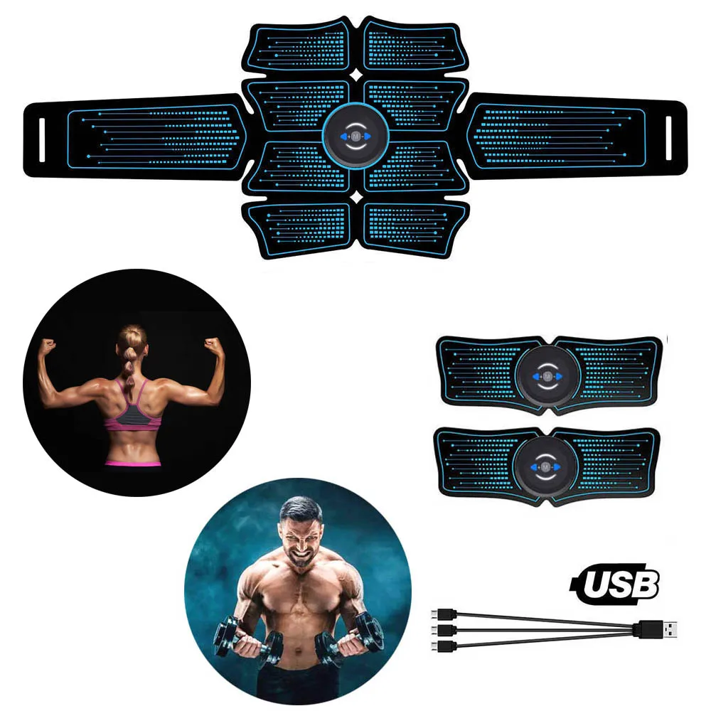 Abdominal Muscle Stimulator Toner Rechargeable Smart Abs Fitness Gear USB Charged Electrostimulation Exercise Home Gym Equipment