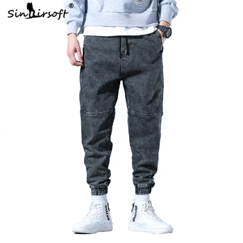 

D.S Embroidery Men's Cargo Pants Loose Cotton High Street Ankle-length Small Foot Pencil Pants Male 2019 Autumn Trousers 28-42