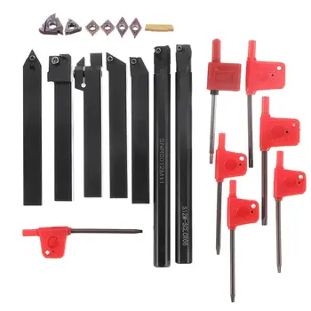 

21Pcs/set 12mm Lathe Solid Carbide Inserts Turning Tool Holder Boring Bar With Wrenches for Woodworking Lathe Cutting Tools