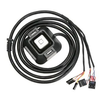 

Desktop Computer PC Power Supply Case on / off Reset Button Switch Cable Block Extender with Dual USB Dual Port Audio Jack