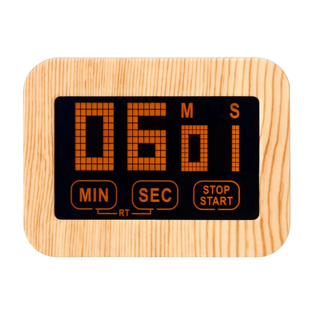 Будильник сенсорный зонд светодиодный цифровой деревянный зерна с подсветкой кухонный таймер, обратный отсчет белый-Бежевый 60*80*21,7 мм - Цвет: Оранжевый