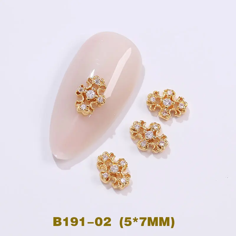 B191-02 5 шт./лот 3D Розовая цепочка, металлический циркон, украшения для ногтей, украшения для ногтей, высокое качество, циркон, кристалл, маникюр, циркон, алмазные подвески - Цвет: B191-02