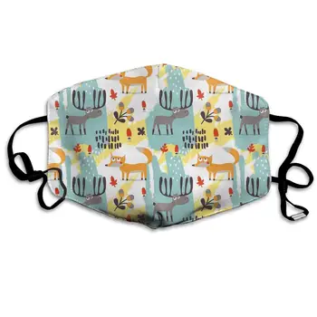 

Cute Fox Deer Moose Flower Plant Washable Reusable Mask, Cotton Anti Dust Half Face Mouth Mask For Kids Teens Men Women With