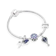 25 модный серебряный браслет с шармами браслет для женщин Кристалл цветок бусины подходят DIY брендовые браслеты ювелирные изделия для женщин подарок