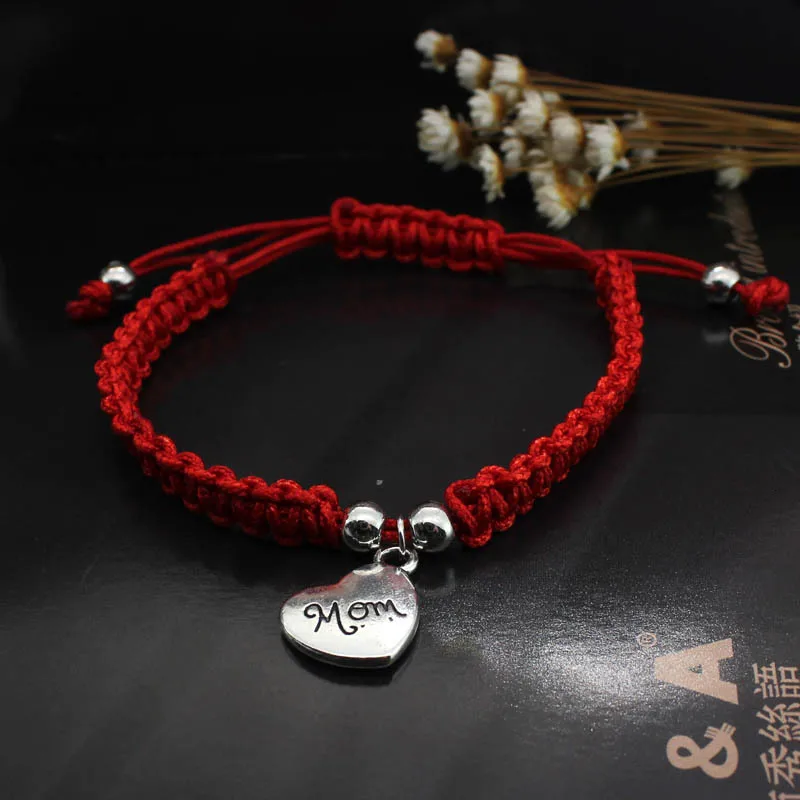 Noter ручной Плетеный Красный струнный браслет милое Сердце резной мама веревка Braslet для женщин подарок матери на день рождения ювелирные изделия Erkek Bileklik