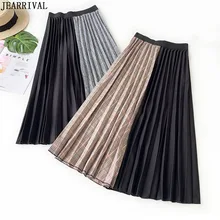 Винтажная Лоскутная клетчатая миди юбка Женская эластичная юбка с высокой талией Осенняя модная повседневная юбка в складку saia faldas Mujer