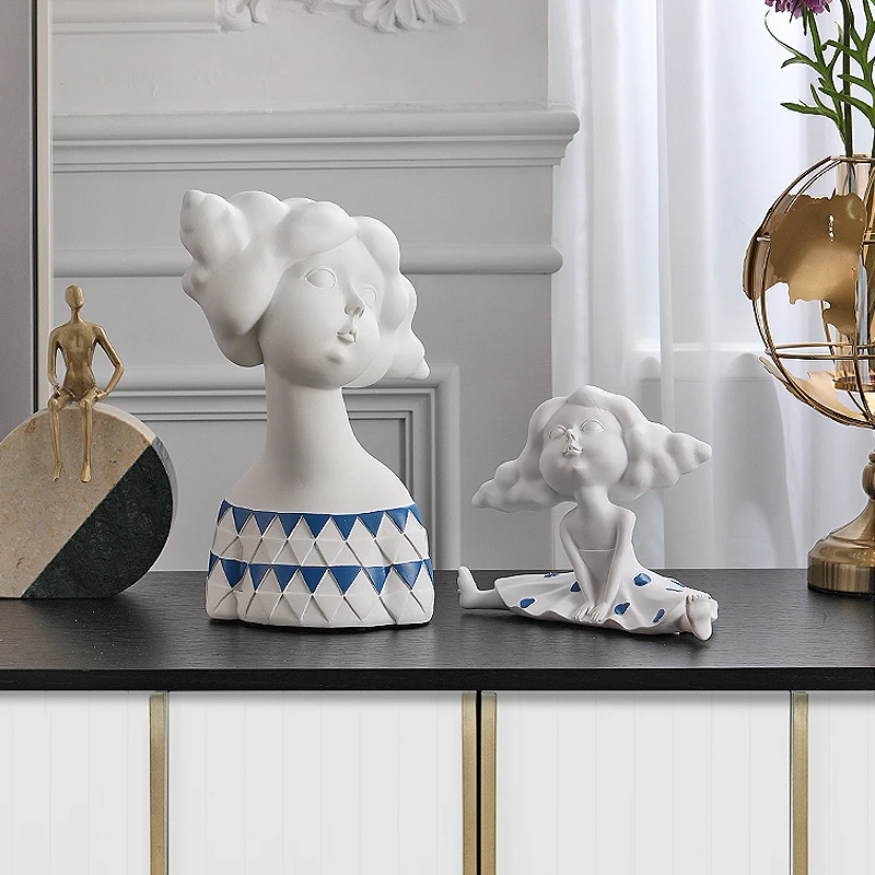 Nordic Abstract Marshmallow Girl Statue Creative Little Girl Figure Art Sculpture Decoration Resin Figurine Home Decor R4564 Nordic Abstract Marshmallow Girl Statue Creative Little Girl Figure Art Sculpture Decoration Resin Figurine Home Decor R4564