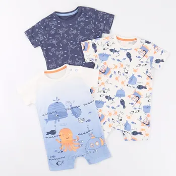 

Printed three piece set, pure cotton, baby romper, open crotch short sleeve, Summer Romper, baby clothes