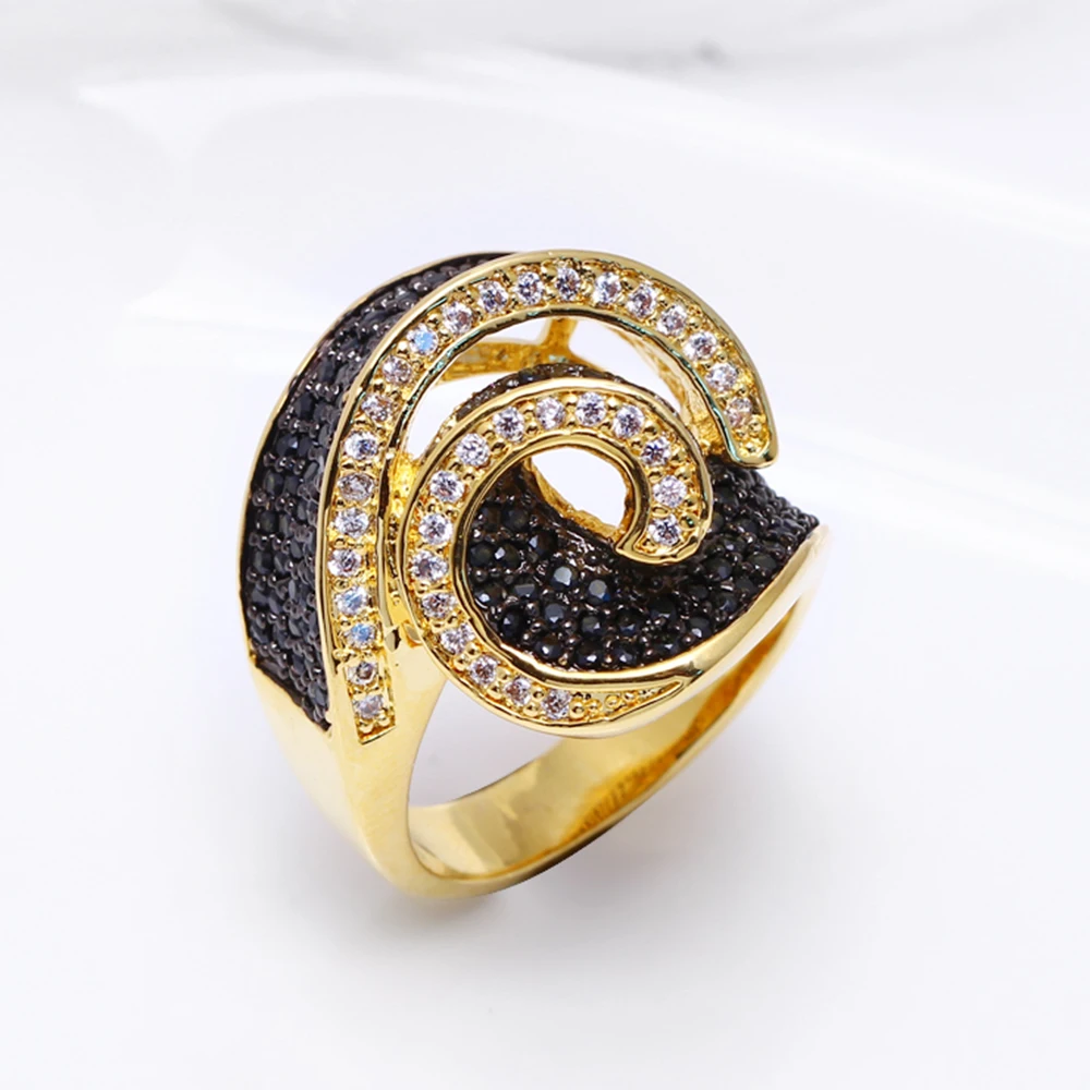 High quality designer ring aneis micro pave cubic zirconia jewelry fashion statement jewellery female gold color rings