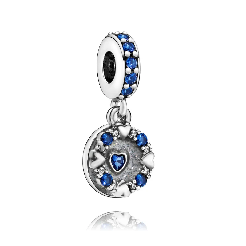 New Winter 925 Sterling Silver Beads Sparkling Hearts Dangle Charms fit Original Pandora Bracelets Women DIY Jewelry