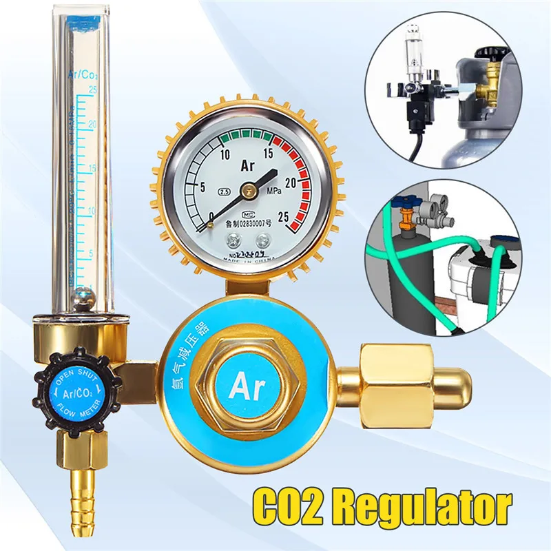 

Metal and Rubber Argon CO2 Gas Flow Meter Regulator Welding Weld Gauge Safety Valve Durable Quality