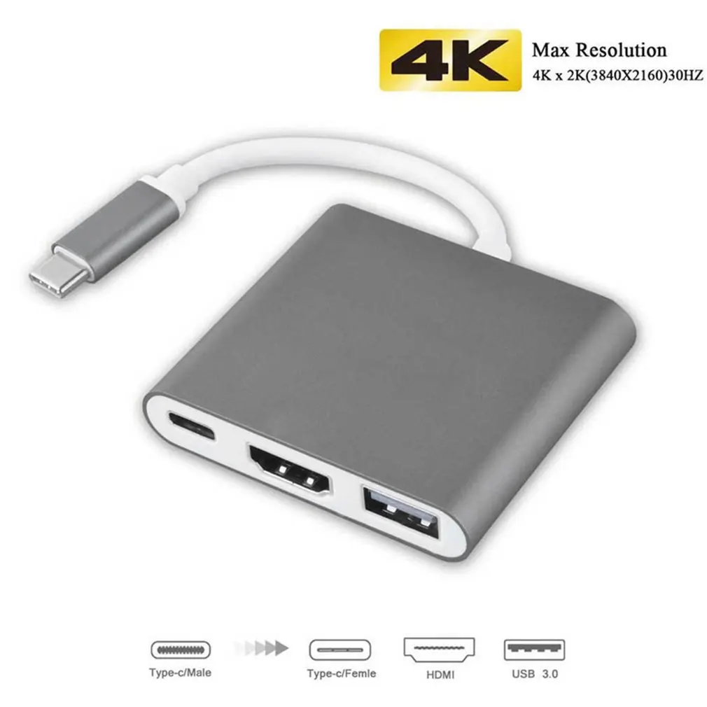 

Mosible USB C HUB to HDMI Adapter for Macbook Pro/Air Thunderbolt 3 USB Type C Hub to HDMI 4K USB 3.0 Port USB-C Power Delivery