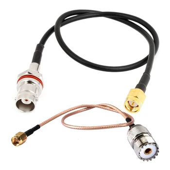 

HFES Handheld Antenna Cable SMA Male to UHF SO-239 Female Connectors & SMA Male Plug to BNC Female Jack Network Antenna Pigtail