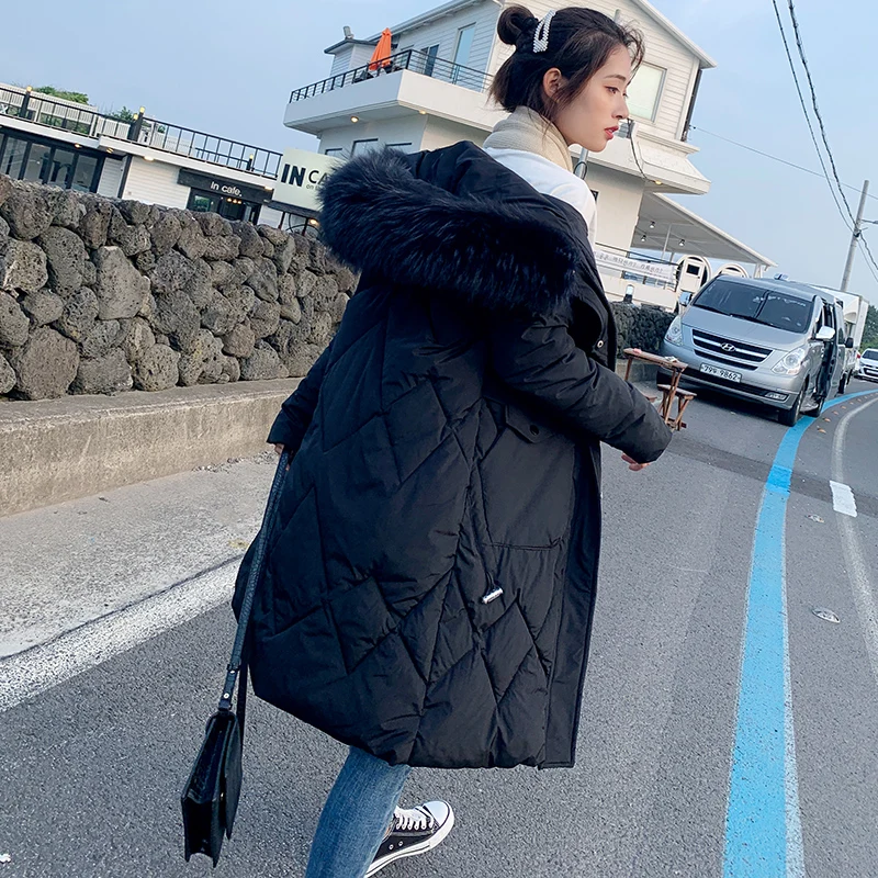 Winter Jacket Women Parkas for Coat Fashion Female Down Jacket With a Hood Large Faux Fur Collar Coat Autumn high quality