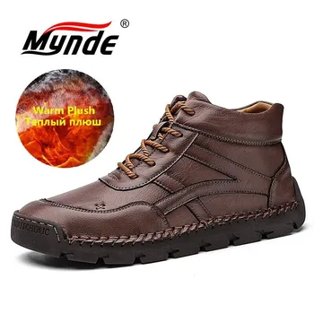 

Men's Ankle Boots Plush Warm Men's Winter Boots British Style Men's Snow Boots Outdoor Men's Western Boots Zapatillas Hombre