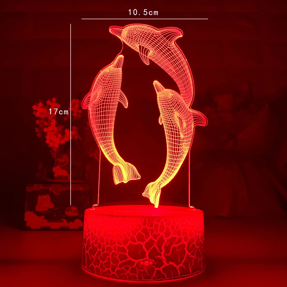 Remote / Touch Control 3D LED Night Light LED Table Desk Lamp Dolphin LED Night Lights Color Change 3D LED Light for Kids Gifts childrens night lights