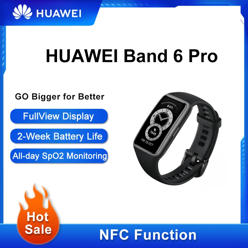 Смарт-браслет Huawei Band 6 Pro / светодиодный экран с датчиком пульса и уровня кислорода