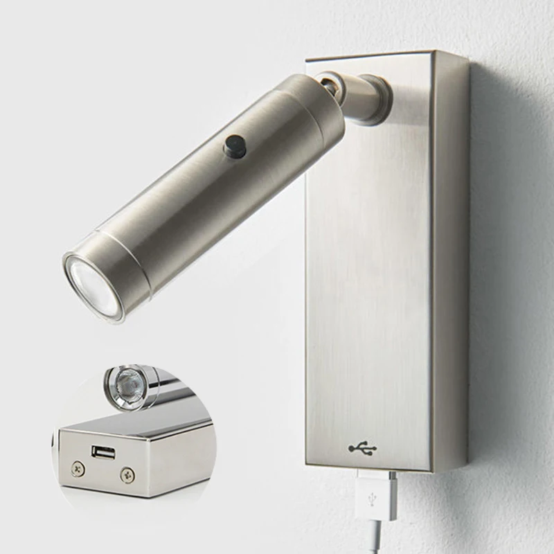  modern wall lamp light indoor LED usb charger for phone adjustable night lighting bulbs bedside hea - 4000179573777