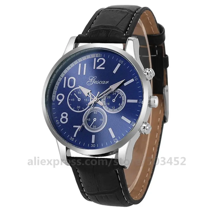 

100pcs/lot gescar-8578 new arrival man leather watch wrap quartz casual wrist watch wholesale clock leather watch