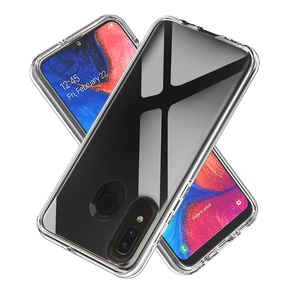 Transparent For Samsung Galaxy A10 A20 A30 A10e A20e Case Soft TPU Hard PC Funda For 1