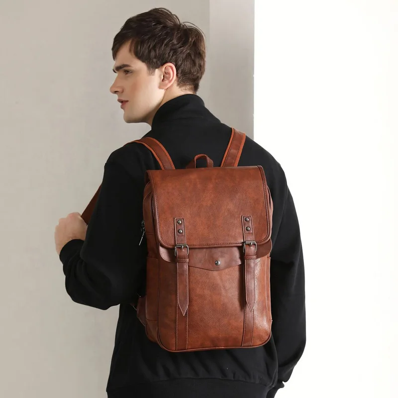 Multifunction Solid Leather Backpack Men Business Computer Back Pack Man Casual Fashion Travel Backpacks For Man Waterproof Bag 2