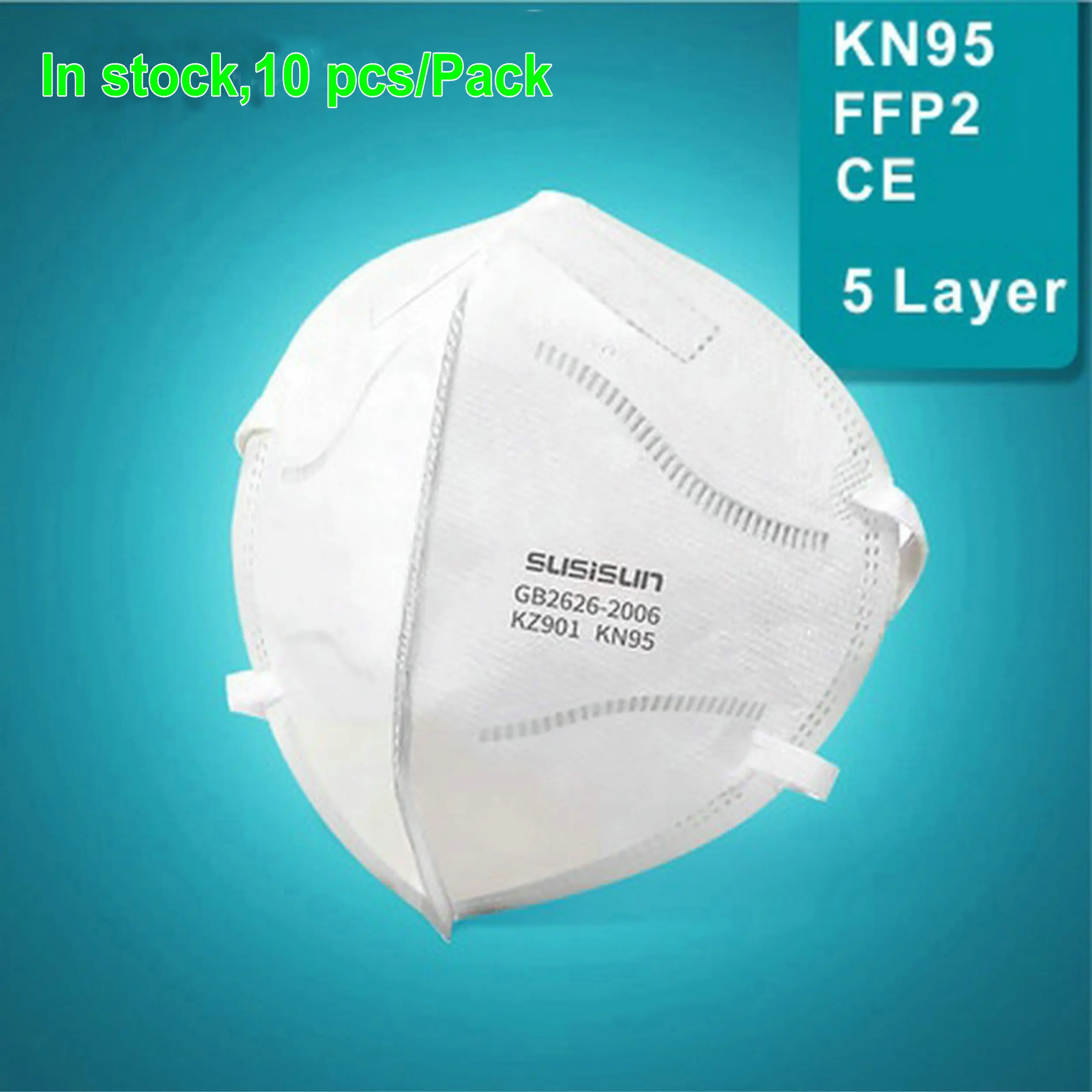 

N95 respiratory mask CE FFP2 folding 5 layer Face Mask 10 Piece Civil Protective Non Woven