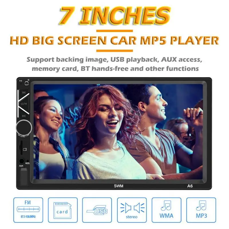 A6 2 Din 7 дюймов сенсорный экран стерео FM Зеркало Ссылка MP5 мультимедийный плеер чтение карт и U диски Аудио Видео Радио