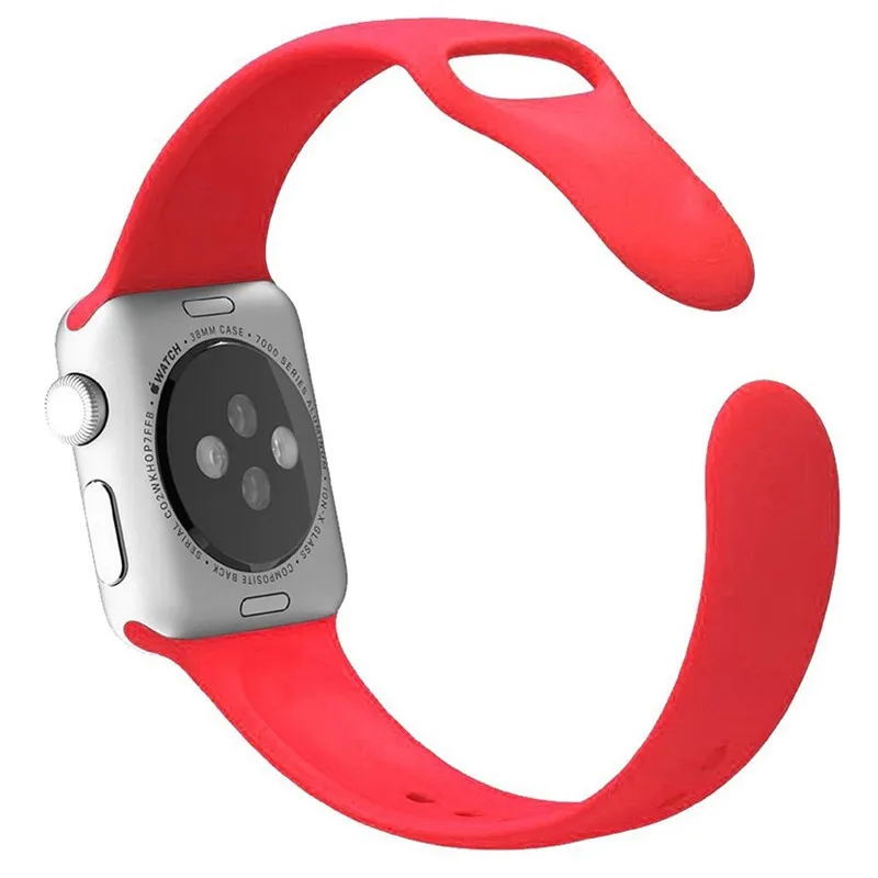 Red Мягкий силиконовый сменный ремешок для часов 44 40 мм для Apple Watch 4 5 спортивный браслет Аксессуар Ремешок для iWatch 3 2 1 издание 38 42 мм - Цвет ремешка: Red