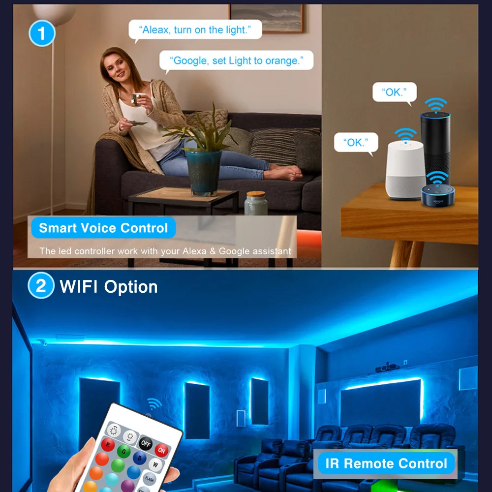 Светодиодная ленсветильник с Wi Fi/Bluetooth 5 В 12 24 в пост. Тока|Светодиодные ленты| |