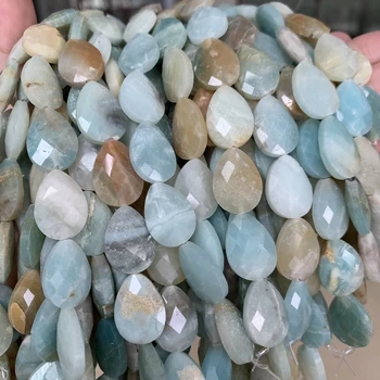 

Natural 13*18mm Faceted Stone Beads Water Drop Amazonite Beads For Jewelry Making DIY Bracelet 7.5'' Strands