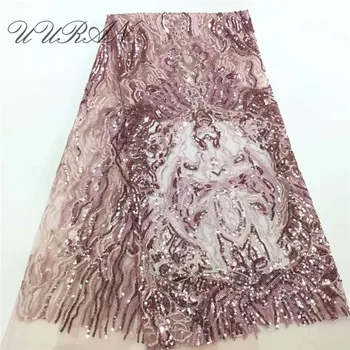 

2020 Latest African French Embroidery Net Lace Fabric with sequins Free Shipping French Laces