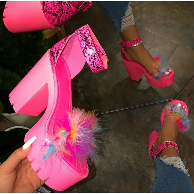 Летние женские сандалии женская модная обувь на толстом высоком каблуке с