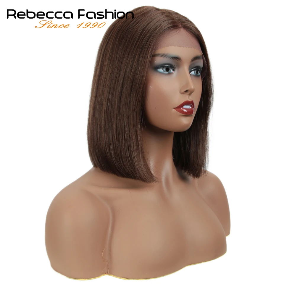 Rebecca bob парики на шнуровке для черных женщин Бразильские короткие человеческие волосы парики натуральные рыжие волосы парик Средний Часть