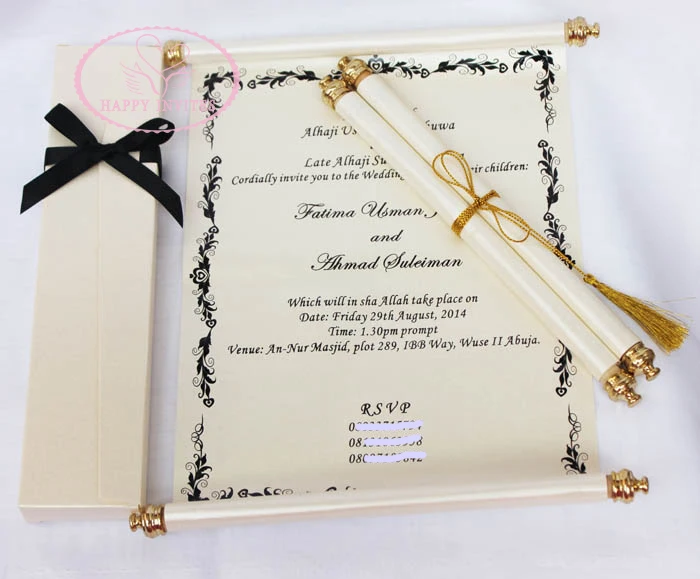 HI2051-06 Customized Royal Scroll Wedding Invitation with Box