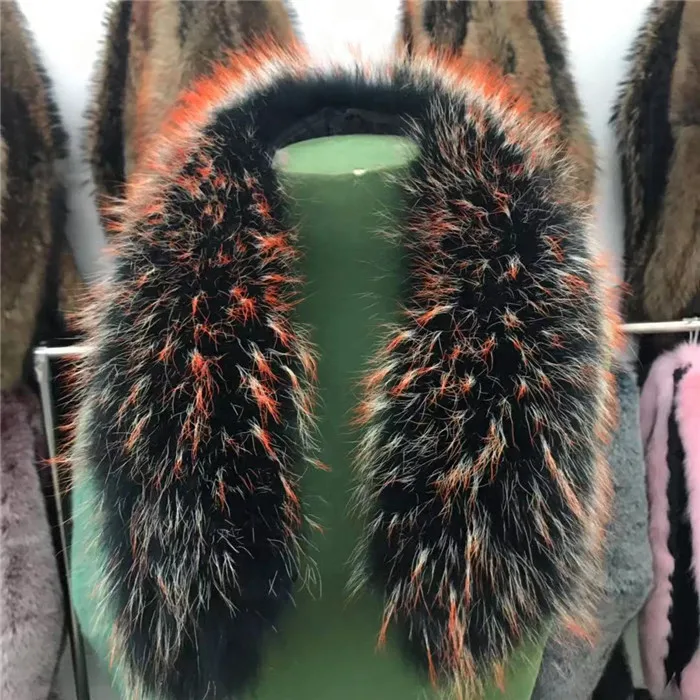 Color 1 Роскошные мужские теплые меховые шарфы для шеи, куртки, пальто для зимы, настоящий енотовый меховой воротник, шарф для меховой парки Wo, Мужская шаль - Цвет: Color 1