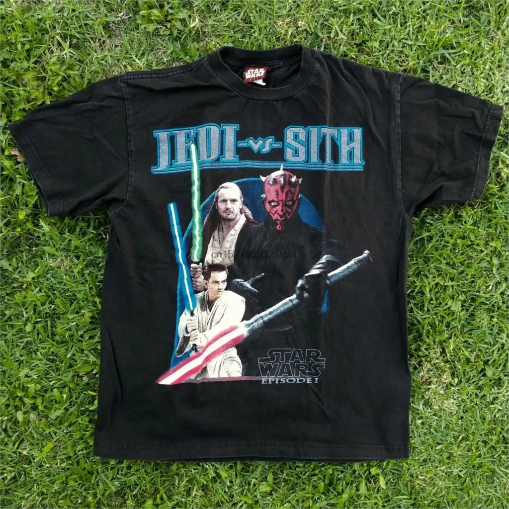 Vtg 90s Episode 1 Phantom Menace T-Shirt Jedi vs Sith Darth Maul