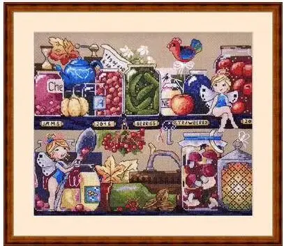 cs-3054 Cross Stitch Kit Pantry Treasures Food Locker Larder Cupboard Fairy Elf