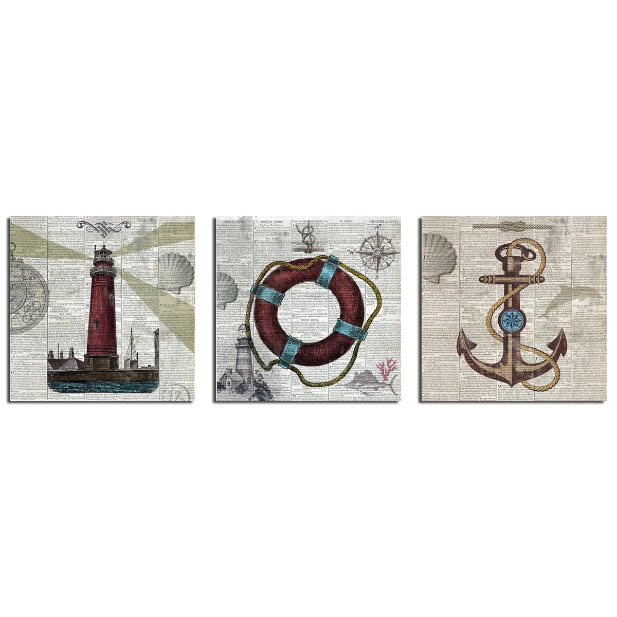 Матросский морской мультфильм спасательный круг Маяк стены художественный