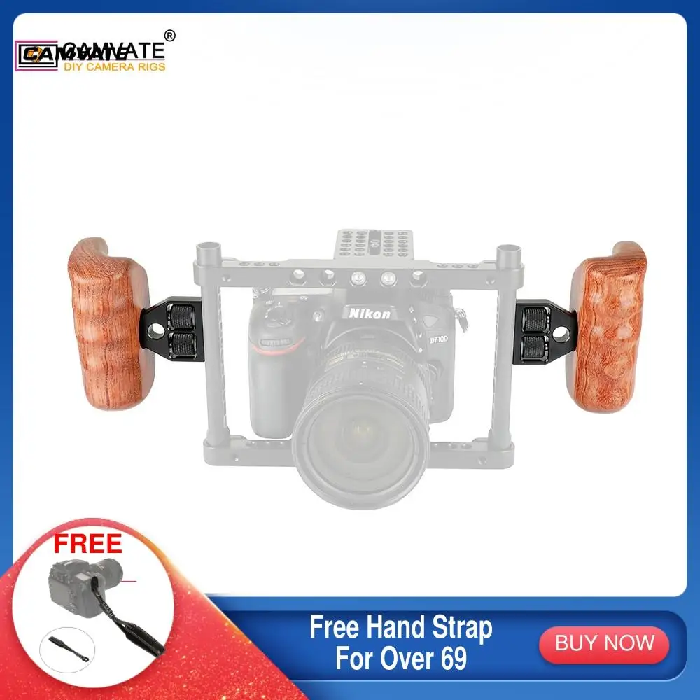 Деревянная рукоятка камеры CAMVATE (слева и справа) с разъемом из алюминиевого