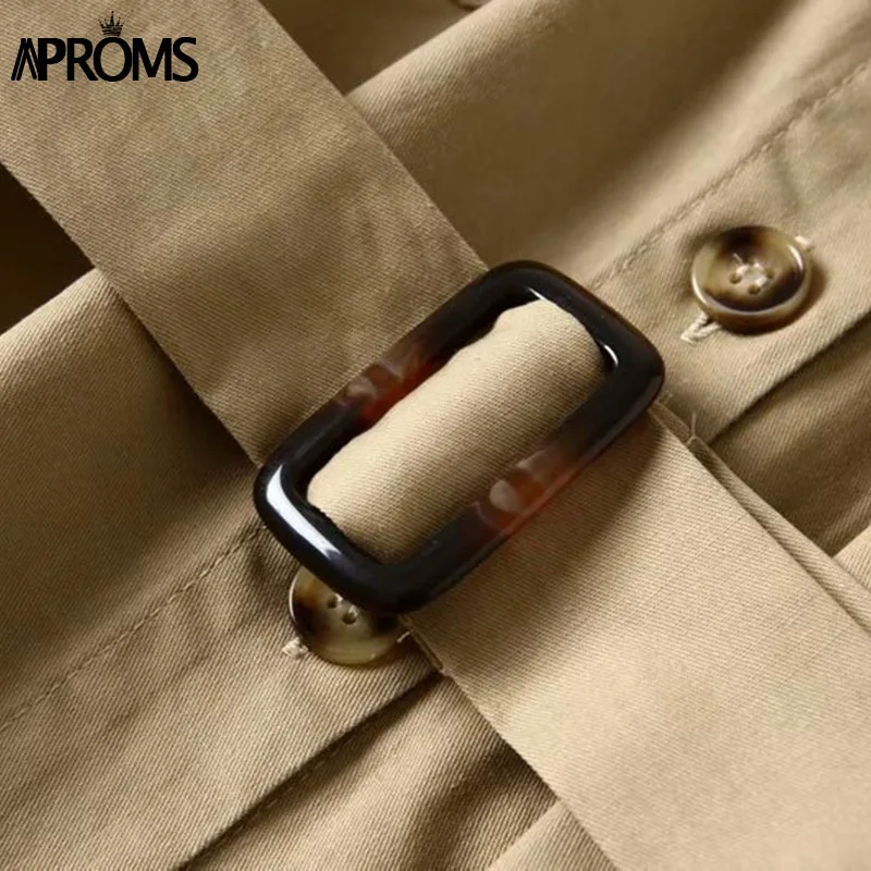 Aproms хаки, хлопковое свободное платье-рубашка, женское осеннее платье с длинным рукавом, стильное Короткое мини-платье, женское уличное платье с поясом