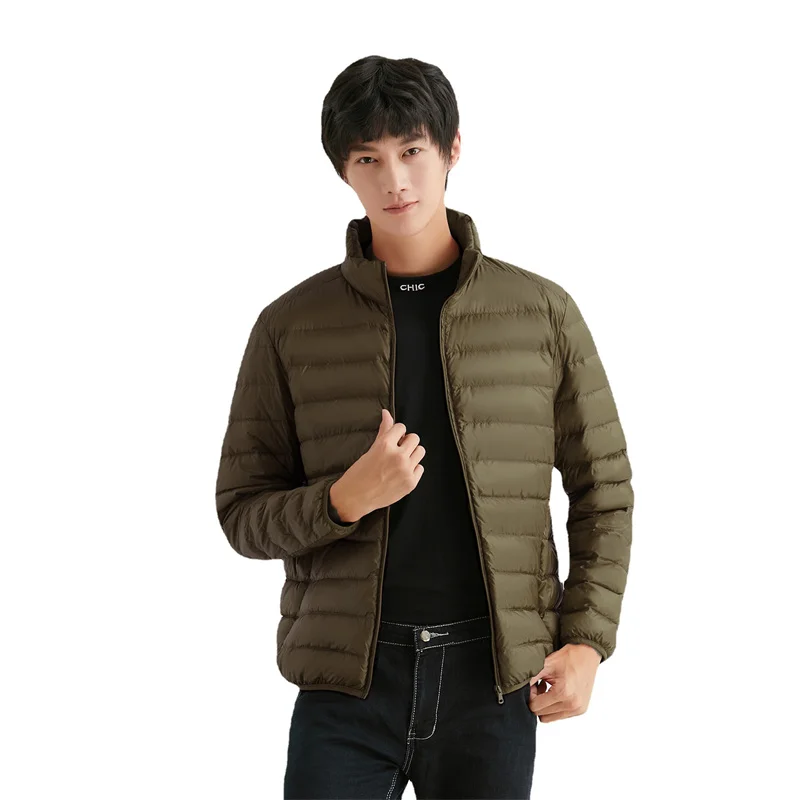 Men Down Jacket Autumn winter Ultra Lightweight Waterproof Packable Windproof 90% Stand CollarDown Coat Large Size Men Jackets